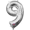 Anagram 16 in. Number 9 Silver Shape Air Fill Foil Balloon 78539